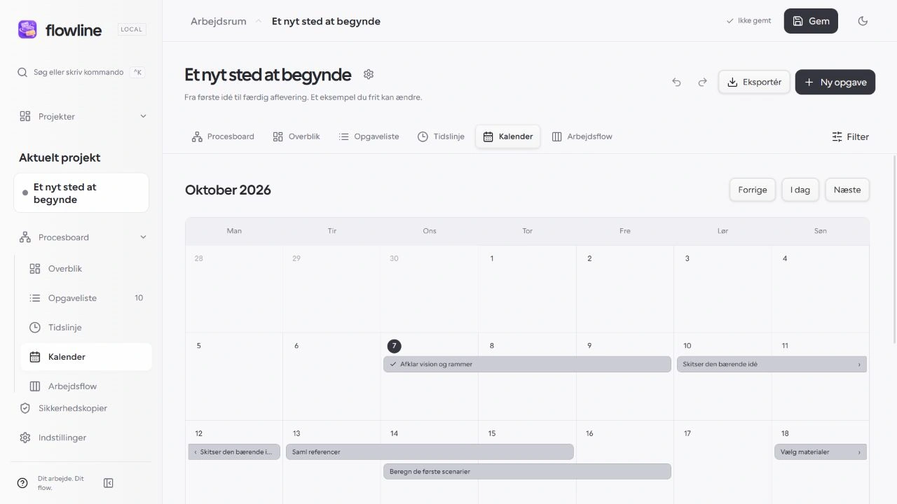 Kalender i Flowline